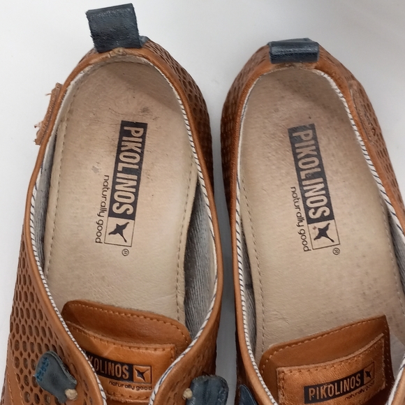 🔥OVER $100+ OFF!🔥37 6.5 7 PIKOLINOS LAZER CUT BROWN LEATHER RUBBER SOLE FLATS - Picture 8 of 16